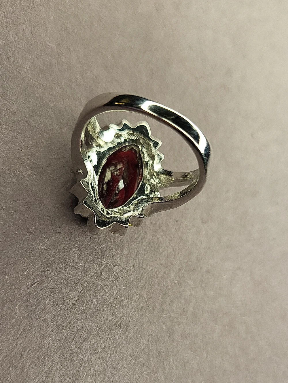 Red Marquise Crystal Halo Ring